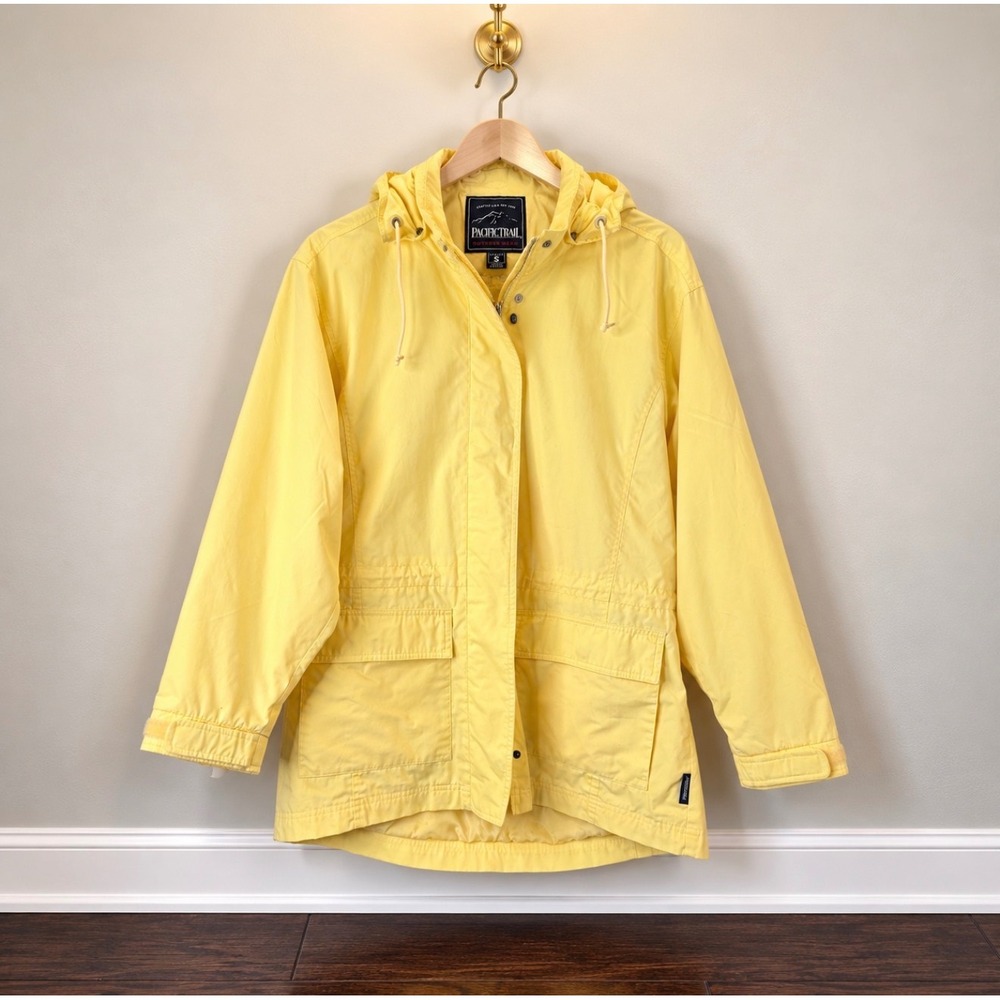 Pacific Trail Outdoor Wear Yellow Hooded Rain Jacket Womens Small Utility Coat